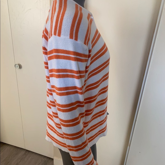 Japon et Chine size large orange/ white striped buttoned down cardigan. - Picture 4 of 7